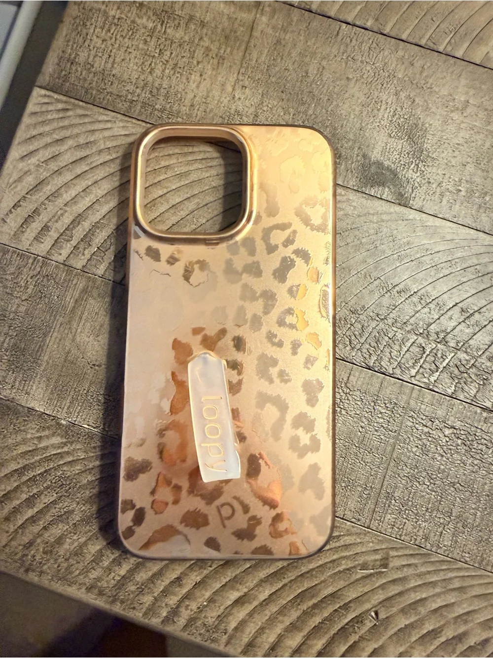 Loopy Case Rose Gold Leopard Print Phone Case with Loop Grip